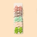 10-piece set of mini grosgrain ribbon hair bows in pink, beige, and mint for girls - Pink Beige Mint Pale Pink Lime Green (#3)