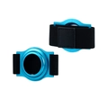 Aluminum AirTag holder with sky blue metal frame and black elastic strap for pet collars - Airtag Holder, Blue