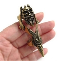 Retro punk skull finger armor ring in bronze alloy with moveable gothic joint structure - Antique Bronze