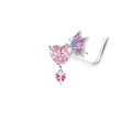 Dettaglio del piercing al naso con farfalla, cuore rosa e zircone incastonato - Piercing Naso Cuore Farfalla Oro (#5)
