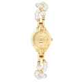 Minimalist gold quartz watch featuring white pearl bracelet and small round gold dial - Pearl Gold White