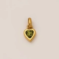 Golden heart-shaped titanium steel pendant with a faceted green birthstone charm - August Heart Birthstone Pendant Only (Without Chain) / Gold