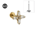 Clou de labret en titane G23 doré avec motif croix serti de zircons transparents - Type Croix - Or / 1.2x8mm