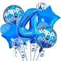 Blue number 4 foil balloon set with star and confetti balloons for birthday party decor - Number 4 / Light Blue
