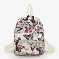 Cute white canvas backpack with colorful butterfly print and adjustable shoulder straps - Multicolor Butterfly