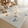 Kids world map rug featuring continents and ocean names with cute animal patterns - Crystal Velvet - World Adventure