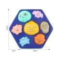Fidget spinner esagonale blu a tema Halloween con motivi di personaggi e misure indicate - A80 Piastra di Pressione Halloween