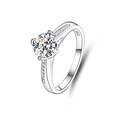 Macro shot of S925 sterling silver ring showing 4-claw setting and round moissanite - Adjustable Open / Four-Prong Large Main Stone Style (FDJZ-019)