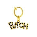 Gold navel ring with black rhinestone letter Bitch pendant for navel piercing - Gold Black Zirconia Clip-on