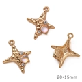 Gold plated starfish pendant with iridescent stone and zircon for DIY jewelry making - AB Color Star Gold Cream Stone