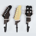 Set di 3 ganci da parete creativi a forma di testa di chitarra in resina nera e beige - Set da 3 Paletta della Chitarra