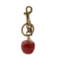 Sparkly red apple sequin keychain charm with premium gold metal ring and lobster clasp - Red Apple with Bronze Gold