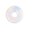 Polished opal agate donut pendant with iridescent milky blue and orange hues - Opalite