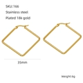 Minimalistische 35mm vierkante creolen in 18k verguld roestvrij staal finish - 35*35mm