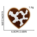 Cow print heart embroidery patch size and weight detail on white background - Cowboy Patch 8#-Cow Print Heart