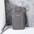 Minimalist grey crossbody phone bag with gold hardware and stylish front pocket detail - Dark Gray
