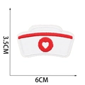 Detail showing dimensions of 3.5x6cm for white nurse hat embroidered patch with red accents - Nurse Hat (4号)
