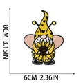 Cute bee gnome embroidery patch with sunflower and polka dot hat measuring 8x6cm - Bee Gnome Style (W18MF-165-11)