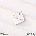 Square 18K gold stainless steel jewelry tag pendant with S.Steel engraving 6mm - Steel Color Square (KLJ9157-Z)