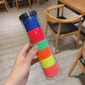 Jar of 20 high-elastic colorful hair ties in a clear storage tube for hair styling - Candy Color