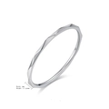 Detailed view of minimalist 1mm silver rhombus thin ring with faceted stackable design - Size 5 / Diamond Cut / 1mm / Silver
