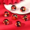 Perle in vetro nere con carattere Fu dorato e decoro rosso per creazioni fai-da-te anno del cavallo - Cane + Fortuna / Nero