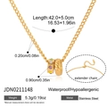 Detail der 18K Gold-Edelstahlkette mit wasserfestem Design und bunten Edelsteinen - Doppelring Bunter Edelstein Anhänger(JDN0211148)