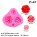 Molde de silicona para tres tamaños de rosas para decoración de fondant y resina epoxi - Estilo Rosa Tricolor (15-87 Rosa)