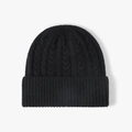 Classic black cable knit winter beanie with thick ribbed cuff for warmth and style - Black (25B506)