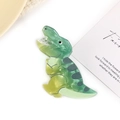 Pince à cheveux dinosaure en acétate dégradé vert avec texture marbrée élégante - Style 1 / T-Rex Dégradé Vert Jaune
