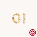 Elegant S925 sterling silver gold hoops featuring marquise-cut cubic zirconia crystals - Alternating Setting Style / Gold