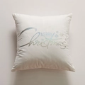 Funda de cojín navideña blanca con texto Merry Christmas plateado y copos de nieve - 45x45cm (Con Núcleo De Algodón No Tejido De 400g) / Estilo 4-Merry Christmas