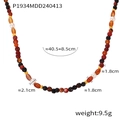 Bohemian colorful mix natural stone beaded necklace with adjustable length and elegant design. - P1934 - Gold