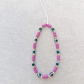 Purple beaded phone strap with evil eye charms and gold spacers for bags - Evil Eye Rose