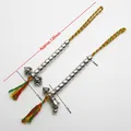 Contador de cuentas tibetanas con dorje de plata y borlas de colores hechas a mano - Talla 11