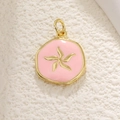 Detail of pink enamel seahorse pendant with golden starfish charm for DIY jewelry - Cherry Blossom