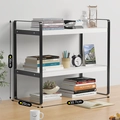 Modern 2-tier black metal and white desktop rack, dimensions 30.7x20x36cm storage shelf - 30cm Integrated 2-Tier Black Frame + White Board