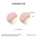 Détails des boucles d'oreilles en résine rose avec bordure en acier doré, 28x24mm - Rose
