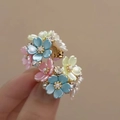 Orecchini a perno floreali stile foresta con fiori di perline blu, rosa e verdi - 2# Floreale Pastorale Multicolore (WE2593)