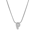Silver letter p pendant necklace with pavé-set crystals on a sleek snake chain - Silver P / Silver