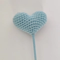 Handmade crochet blue heart-shaped knitted bouquet on a stem for gifts - Sky Blue