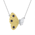 Bohemian silver butterfly necklace with gold-plated wings and inlaid blue stones - Lapis Lazuli 14K Gold Plated Approx. 2.48g