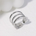 Anello aperto multistrato minimalista in acciaio inossidabile argento con fasce lisce - Color Acciaio