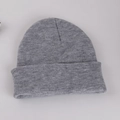 Classic light grey knit beanie hat made of fine wool material for autumn and winter - Adult 56-60cm / Medium Heather Grey