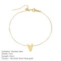 Minimalist gold-plated stainless steel anklet with V initial pendant charm for women - Letter V / Gold