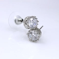 Silberne Kronenblumen-Ohrstecker mit Zirkonia und sicheren Silikonverschlüssen - Silber 0511