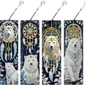 Segnalibri 5D fai-da-te con pittura a diamante, orso polare e acchiappasogni, set da 4 - Stile Acchiappasogni Orso Polare (SQ-133) / Set di 4
