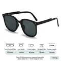 Foldable black square kids sunglasses with dimensions 125mm width and 114mm temple - Black Frame Black Grey Lens