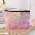 Ultraleichte bunte Laser-Kosmetiktasche mit Handschlaufe und holografischer Textur - Groß / Rot