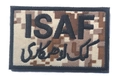 Tactical ISAF patch with desert digital camo background and black embroidered text - ISAF (Desert Digital)